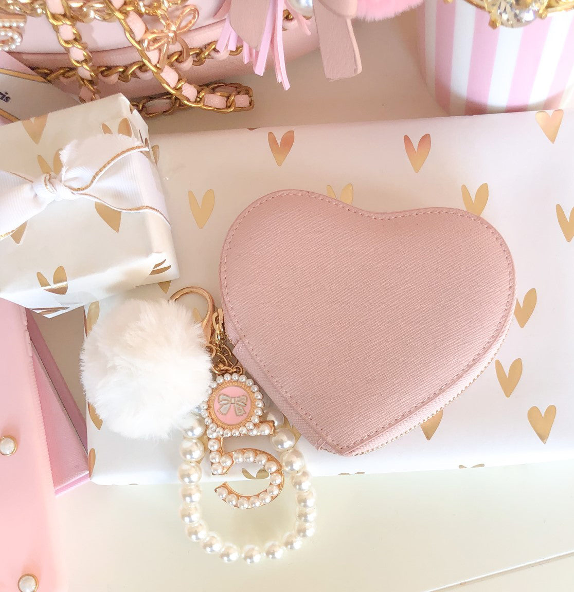 Love Escapade Pink Leather Heart Bag Charm / Keychain – The