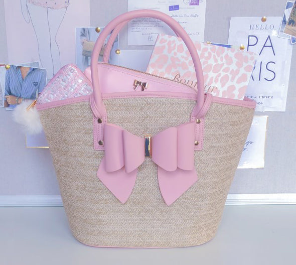 Clare V. Raffia Tote Bag - Pink Totes, Handbags - W2434576