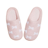 NEW! LUXE PINK + WHITE BOW SLIPPERS