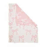 NEW! LUXE PINK + WHITE BOW BLANKET