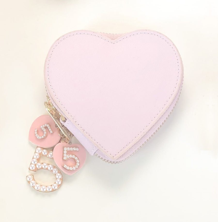 Pink Heart Keychain Zipper Coin Pouch